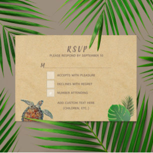 Tropical Beach Sea Turtle Wedding RSVP Card