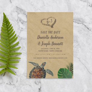 Tropical Beach Sea Turtle Wedding Save the Date