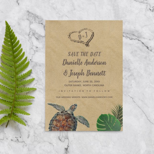 Tropical Beach Sea Turtle Wedding Save the Date (Creator Uploaded)