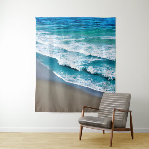 Tropical Beach Sea Waves Tapestry