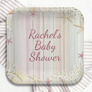 Tropical Beach Seashell Baby Shower Paper Plate
