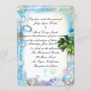 Tropical Beach Seashell Wedding Invitation