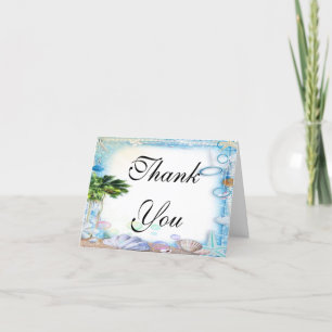 Tropical Beach Seashell Wedding Thank You Card