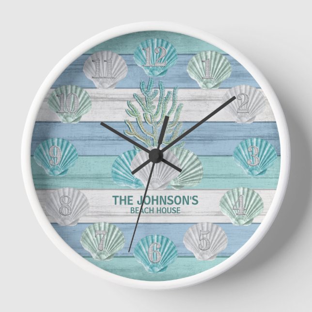 Tropical Beach Seashells Clock (Front)
