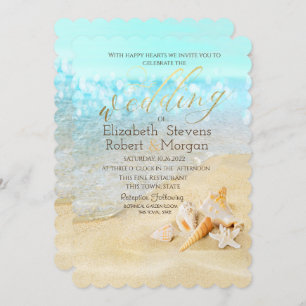 Tropical Beach,Seashells Wedding Invitation
