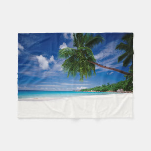 Tropical Beach Seychelles Fleece Blanket
