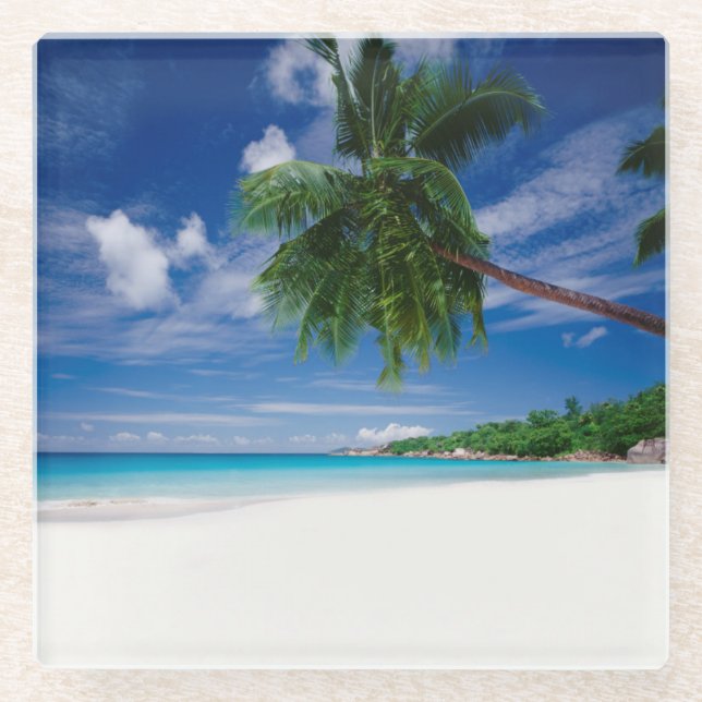 Tropical Beach | Seychelles Glass Coaster (Front)