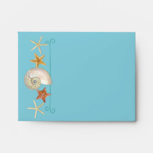 Tropical Beach Shells Starfish Nautilus Summer Envelope