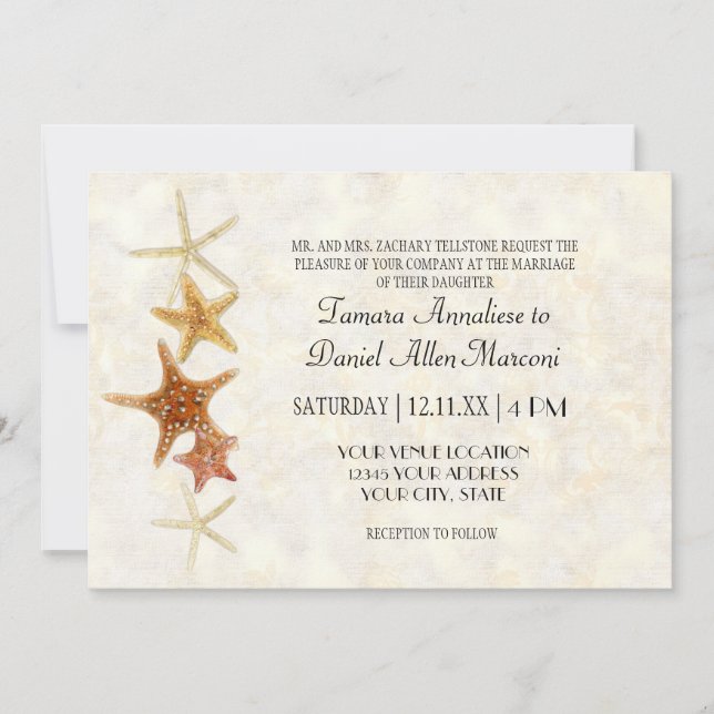 Tropical Beach Shells Starfish Nautilus Summer Invitation (Front)