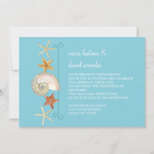 Tropical Beach Shells Starfish Nautilus Summer Invitation