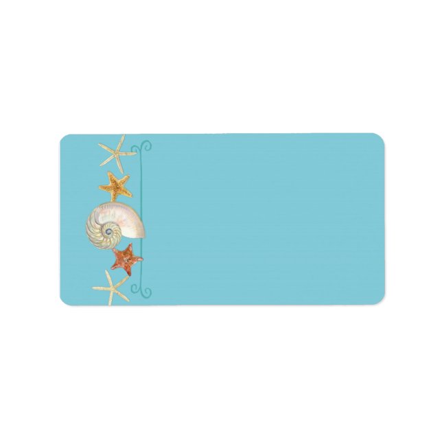 Tropical Beach Shells Starfish Nautilus Summer Label (Front)
