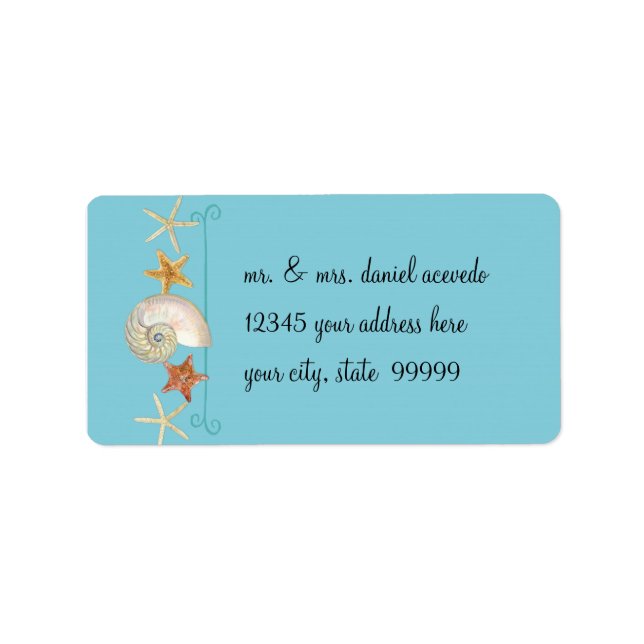Tropical Beach Shells Starfish Nautilus Summer Label (Front)