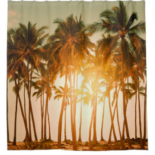 Tropical beach shower curtain