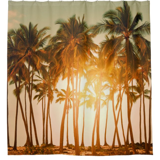 Tropical beach shower curtain (Front)