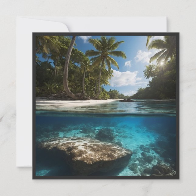 Tropical Beach Split View Ocean Above invitation (Front)