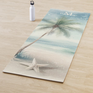 Tropical Beach Star Palm Tree Zen Name Monogram Yoga Mat