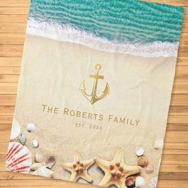Tropical Beach Starfish Personalised Family Fleece Blanket (Creator Uploaded)