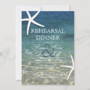 Tropical Beach Starfish Rehearsal Dinner Invitation