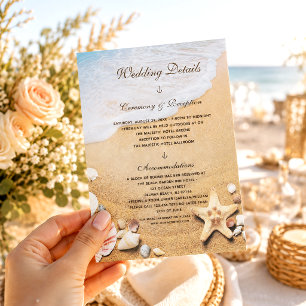 Tropical Beach Starfish Wedding Details Card