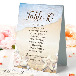 Tropical Beach Starfish Wedding  Seating Chart