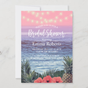 Tropical Beach String Lights Bridal Shower Invitation