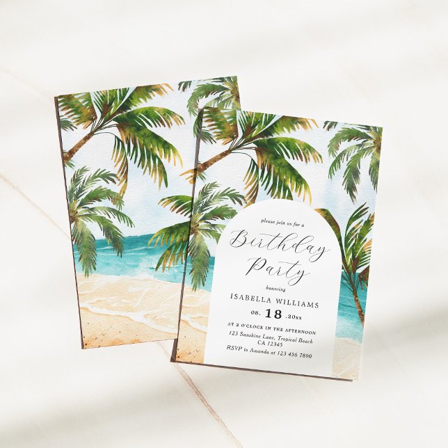 Tropical Beach Summer Birthday Invitation (Creator Uploaded)