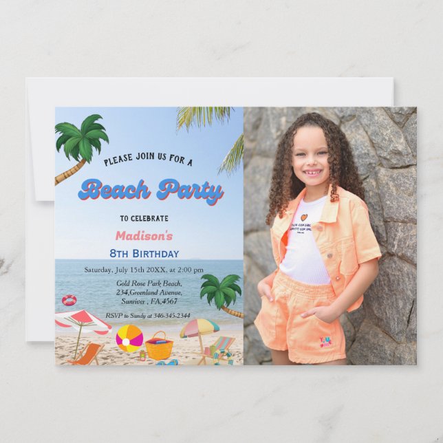 Tropical Beach Summer birthday Party Invitation (Front)
