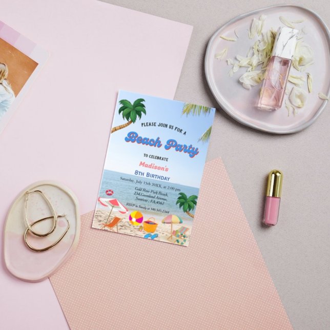 Tropical Beach Summer birthday Party Invitation (Creator Uploaded)