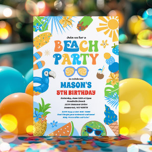 Tropical Beach Summer Ocean Birthday Party Invitation