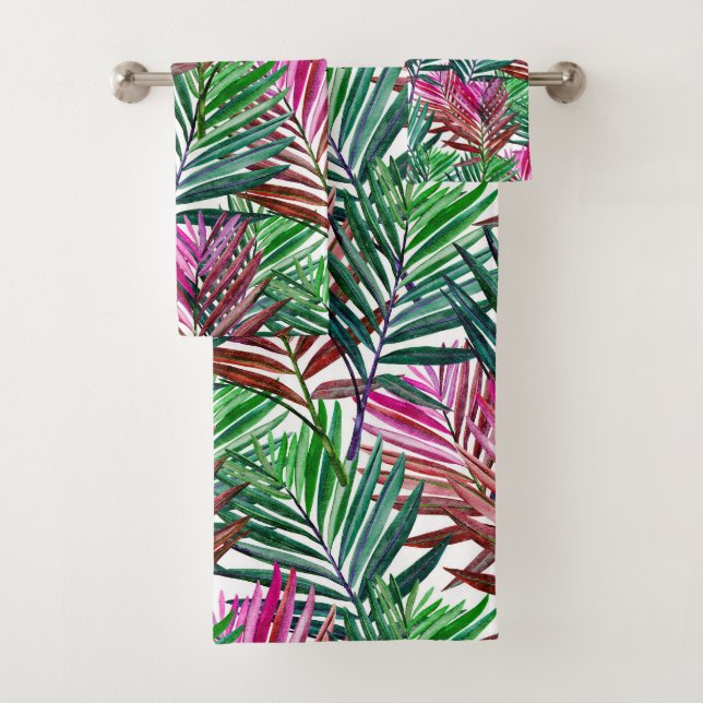 Tropical Beach Summer Palms Bath Towel Set (Insitu)