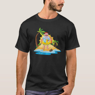 Tropical Beach Summer Sunset Funny Santa Christmas T-Shirt
