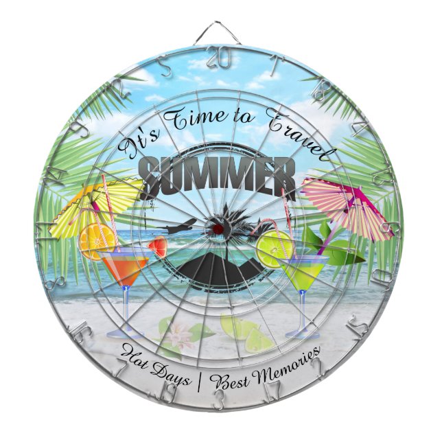 Tropical Beach, Summer Vacation | Personalised Dartboard (Front)
