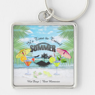 Tropical Beach, Summer Vacation Personalised Key Ring