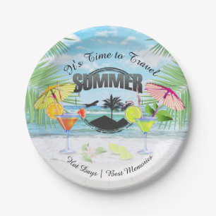 Tropical Beach, Summer Vacation Personalised Paper Plate