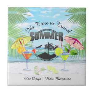 Tropical Beach, Summer Vacation Personalised Tile