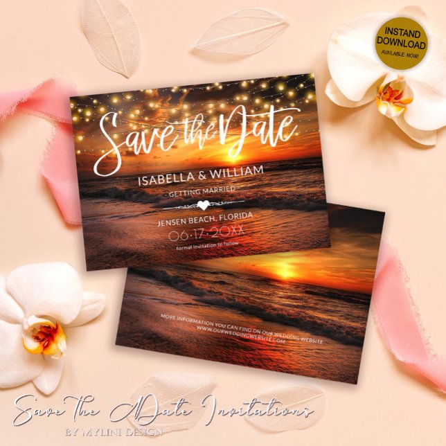 Tropical Beach Summer Wedding Save the Date Card (Creator Uploaded)