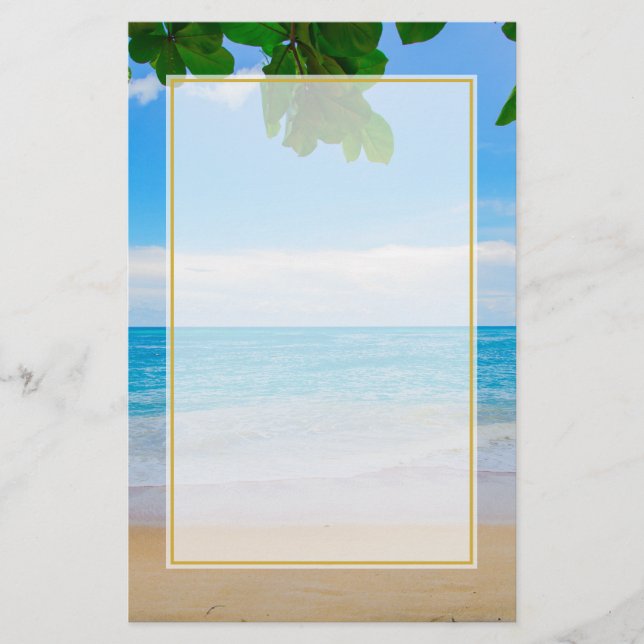 Tropical Beach Sun Sand and Sea Stationery (Front)