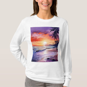 Tropical Beach Sunset #1 Women's Long Sleeve Tee