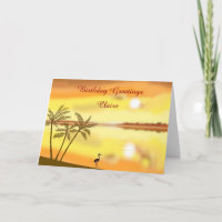 Tropical Beach sunset birthday, add name front