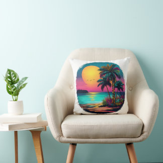 tropical beach sunset cushion