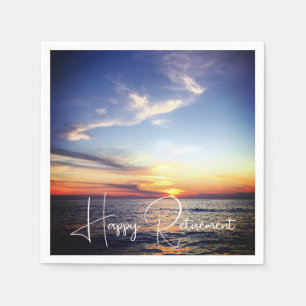 Tropical Beach Sunset Happy Retirement Custom Napkin
