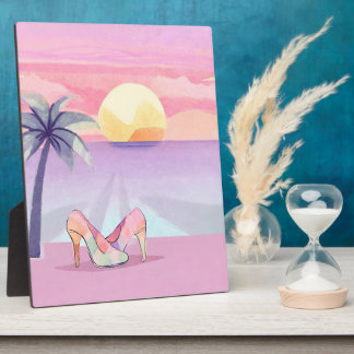 Tropical Beach Sunset High Heels Keepsake AI art  Plaque