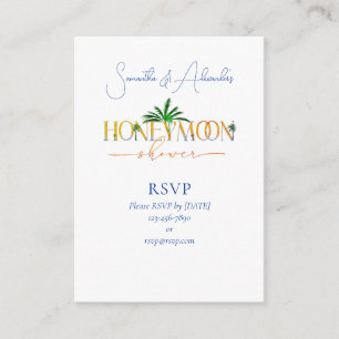 Tropical Beach Sunset Honeymoon Fund Couple Shower Enclosure Card