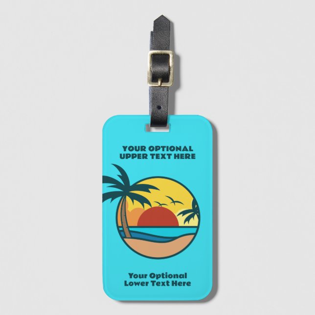 Tropical Beach Sunset Luggage Tag (Front Vertical)