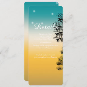 Tropical Beach Sunset Palm Tree DETAILS Wedding Invitation