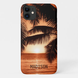 Tropical Beach Sunset Personalised Name Case-Mate iPhone Case