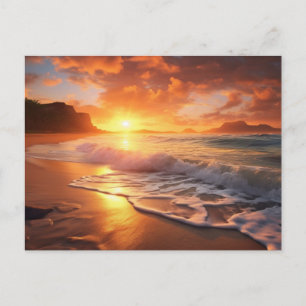 Tropical Beach Sunset Postcard