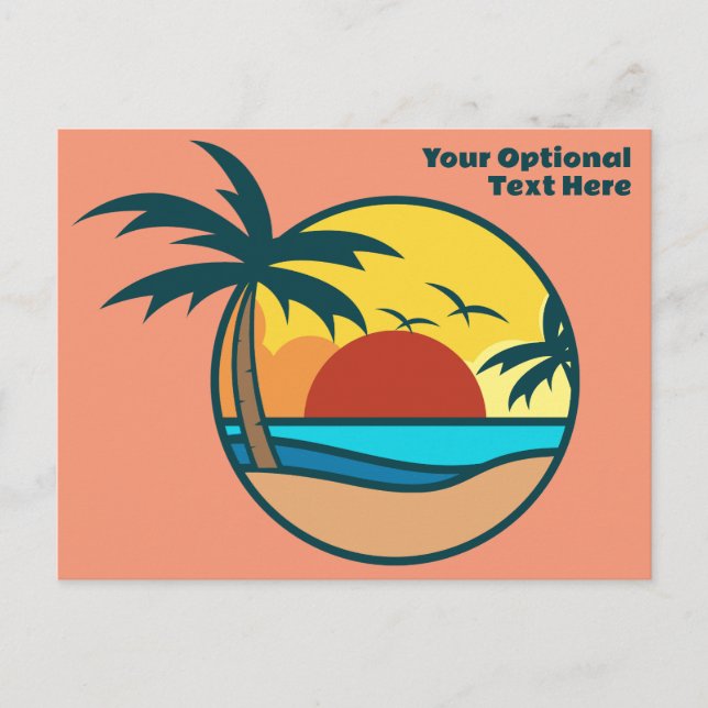 Tropical Beach Sunset Postcard (Front)