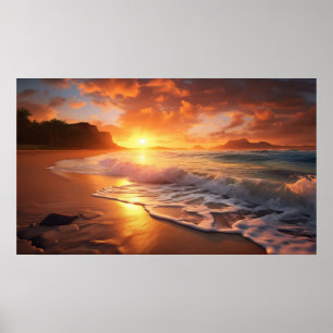 Tropical Beach Sunset Poster