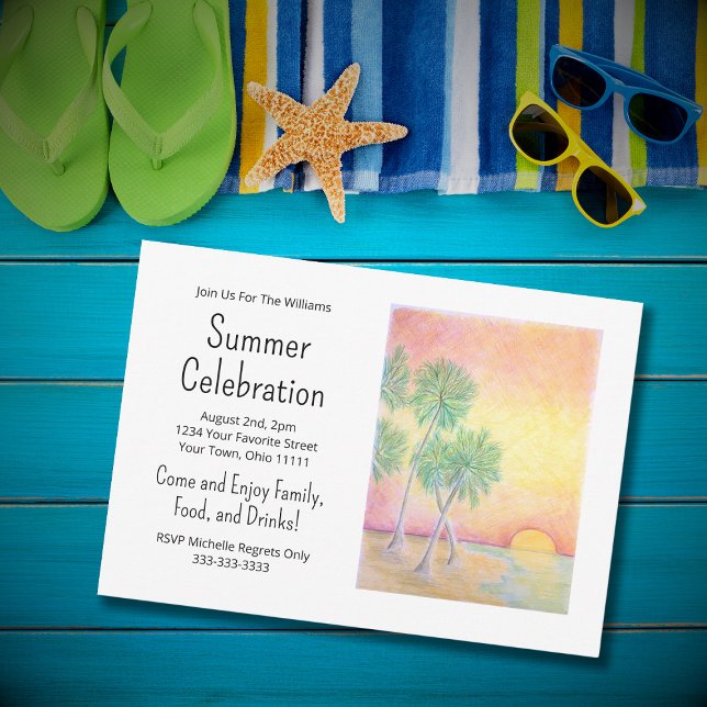 Tropical Beach Sunset Summer Party  Invitation (Creator Uploaded)